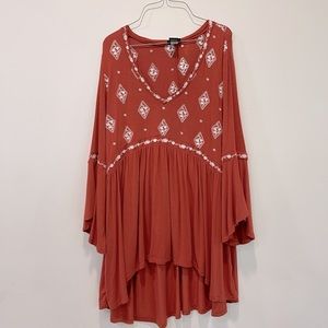 3/$15 TORRID orange babydoll top with bell sleeves